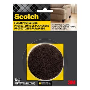 3 in. Brown Round Surface Protection Felt Floor Pads (4-Pack)