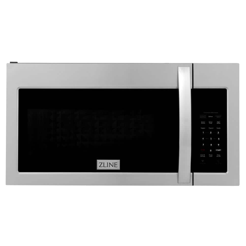ZLINE Kitchen and Bath 30 in. 300 CFM 900-Watt Over the Range Microwave Oven in Stainless Steel & Modern Handle, Brushed 430 Stainless Steel