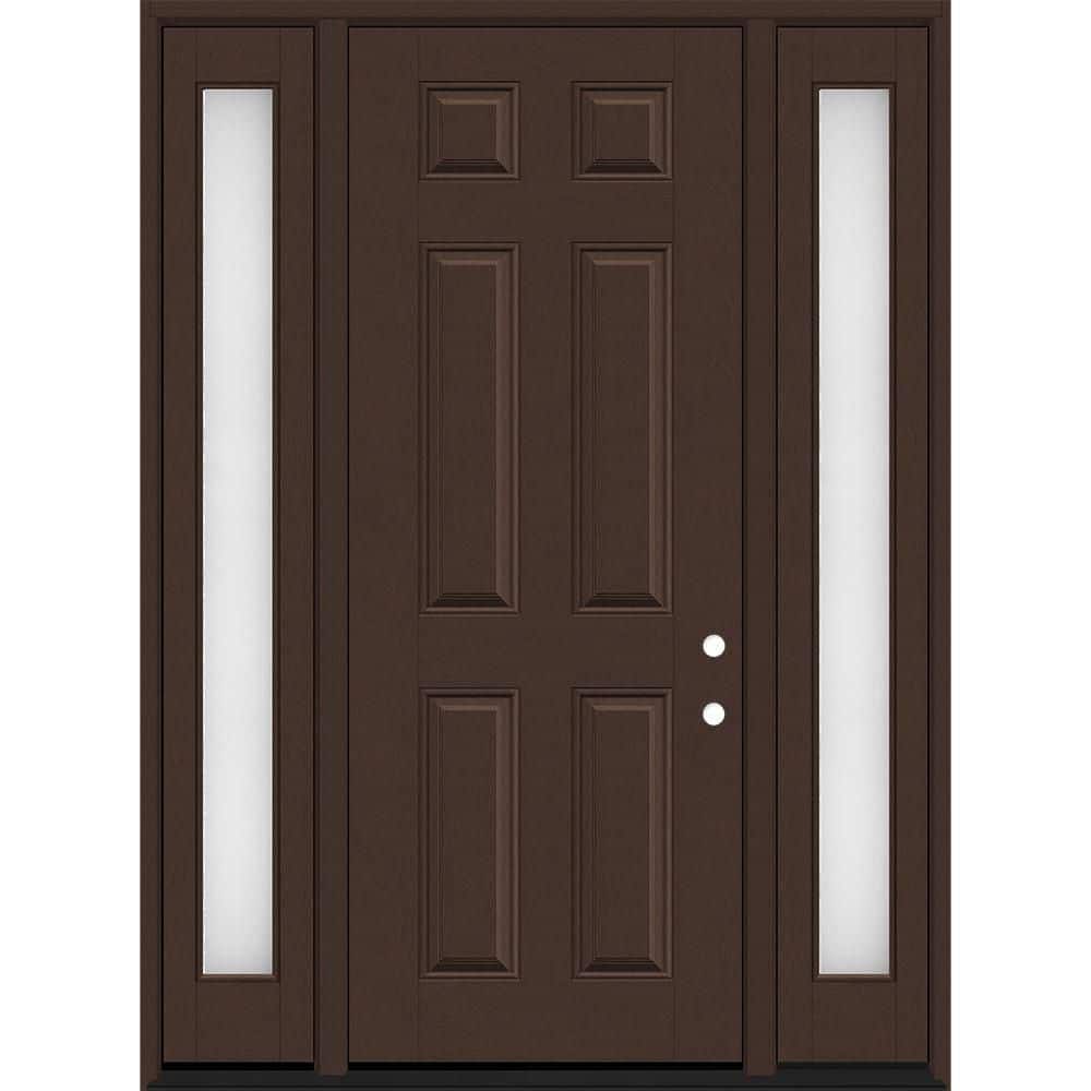 Regency 68 in. x 96 in. 6-Panel LHIS Chestnut Stain Mahogany Fiberglass Prehung Front Door w/Obscure 14 in. SLs 6-9/16 price history on PriceWatchPro