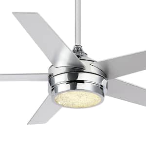 52 in. Indoor Integrated LED Chrome Ceiling Fan with Remote and Light Included