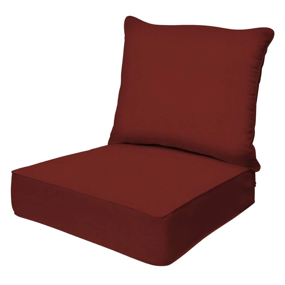 Outdoor Deep Seating Lounge Chair Cushion in Textured Solid Henna