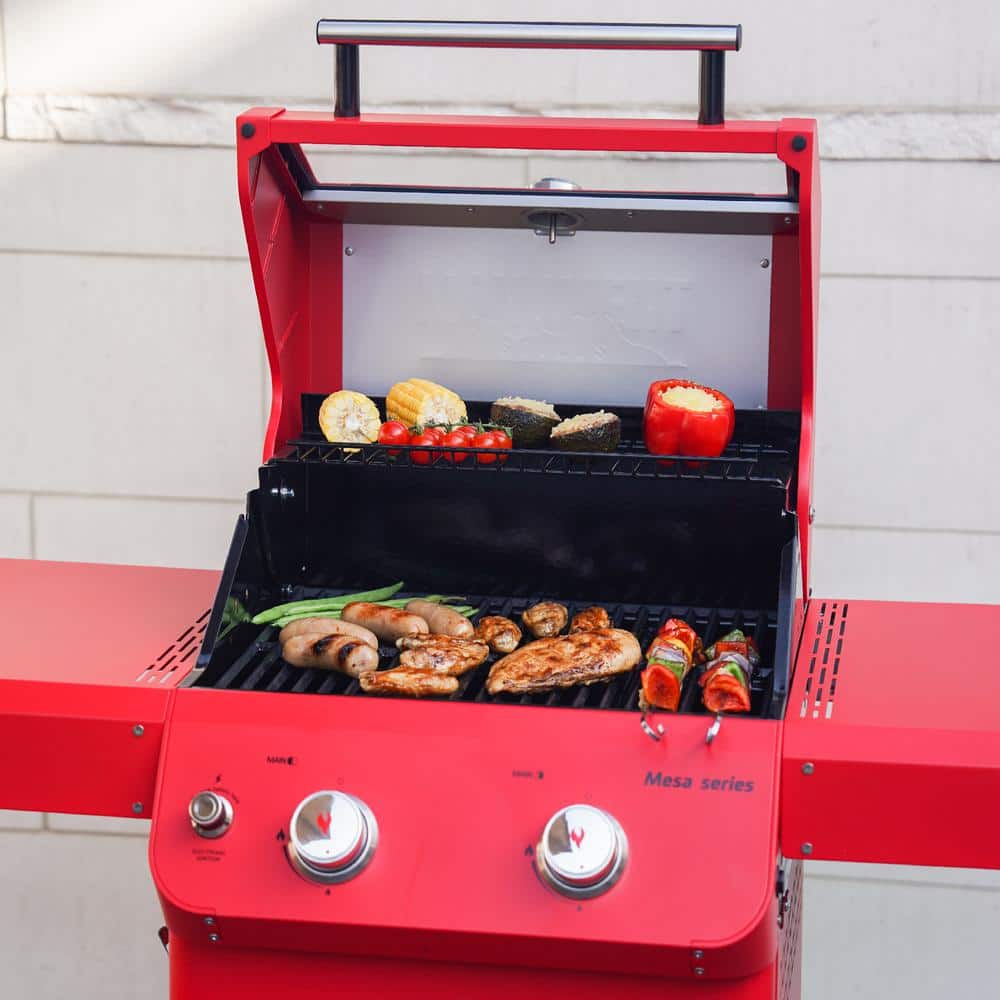Mesa Series Red Stainless Steel 2-Burner Propane Gas Grill