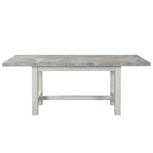Canova Weathered White Marble Top Dining Table