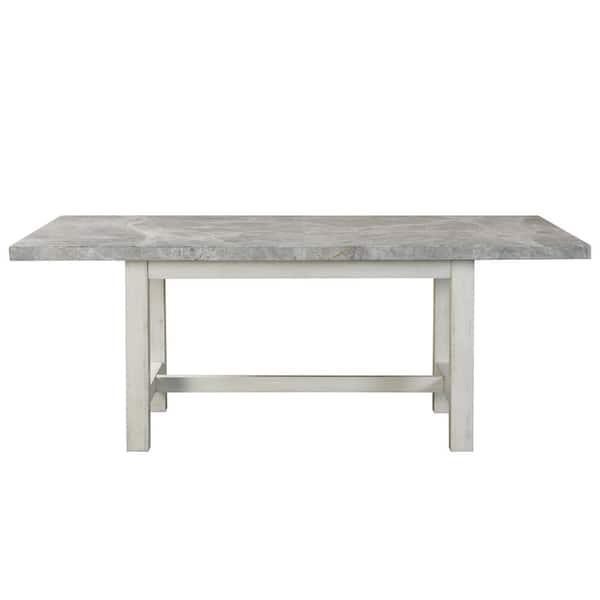 Canova Weathered White Marble Top Dining Table