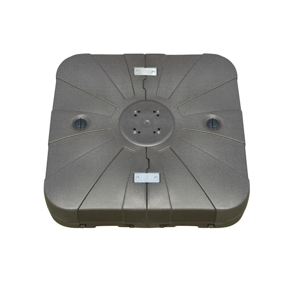 33 lb. Metal Square Patio Umbrella Base in Brown Heavy Umbrella Stand w/4 Wheels for 360° Rotation Cantilever Umbrella