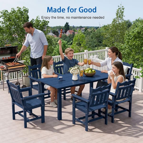 SANLUCE All-Weather 7-Piece HIPS Plastic Outdoor Dining Table and