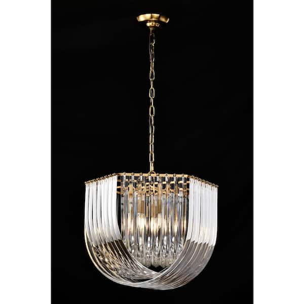 Alexan 6-Light Brass Chandelier with Curved Glass