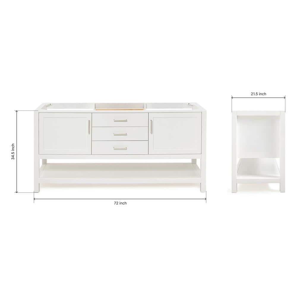 Bayhill 72'' White Solid Wood Double Freestanding Bathroom Vanity