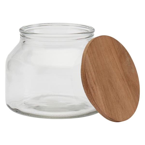 Kitchen glass jars with wood lid air-tight decorative glass jar –  DreHomeCrafts