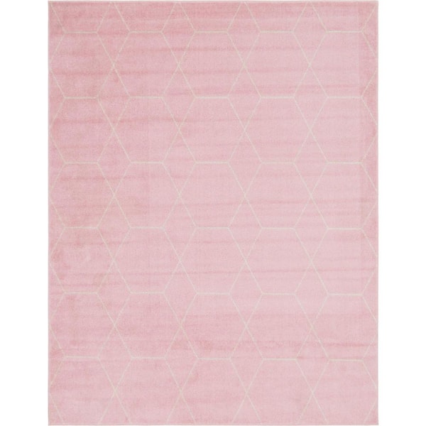 StyleWell Trellis Frieze Light Pink/Ivory 8 ft. x 10 ft. Geometric Area Rug