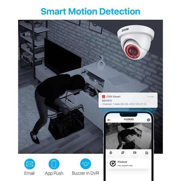 8-Channel 1080p 1TB Hard Drive DVR Security Camera System with 8-Wired Dome Cameras