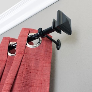 Square 36 in. - 72 in. Adjustable Curtain Rod 7/8 in. in Espresso with Finial