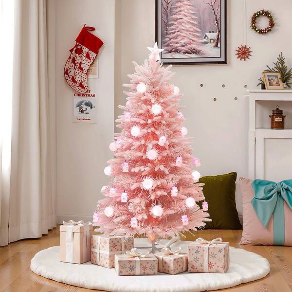LuxenHome 5 ft. Prelit Pink Cherry Blossom Artificial Christmas