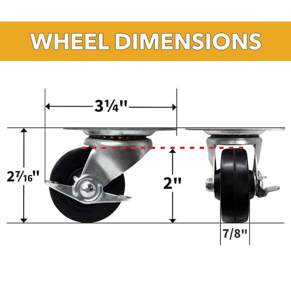 OGETFUUR 5 In. X 6 In. PVC Caster Wheels With Top Plate, Industrial-664507
