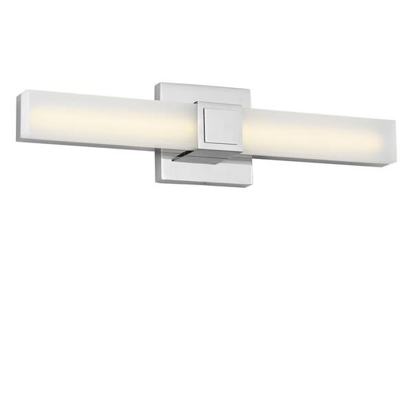 Fentress 18 in. W x 4.5 in. H Chrome Modern Dimmable LED Bathroom Vanity Light with White Acrylic Shade
