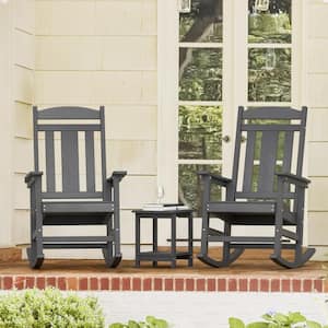 Hampton Dark Gray Recycled Plastic Weather Resistant Outdoor Rocking Chair Porch Rocker Patio Rocking Chair Set of 2