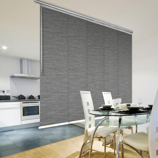 EMOH Heather 58 in. - 110 in. W x 116 in. L Adjustable 5- Panel White Single Rail Panel Track with 23.5 in. Slates