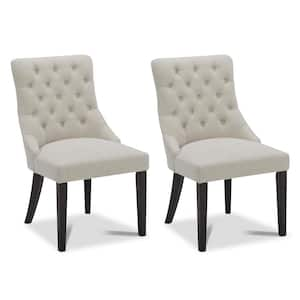 Minos Linen Fabric Tufted Dining Chair (Set of 2)