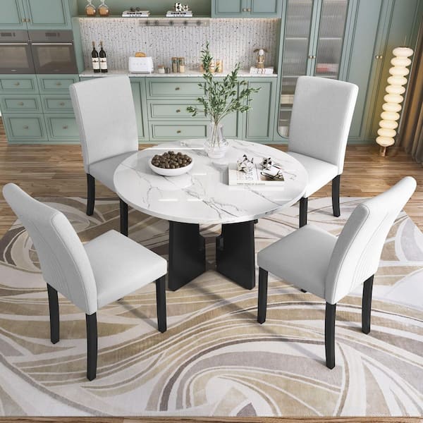 Marble effect dining table and 4 chairs discount