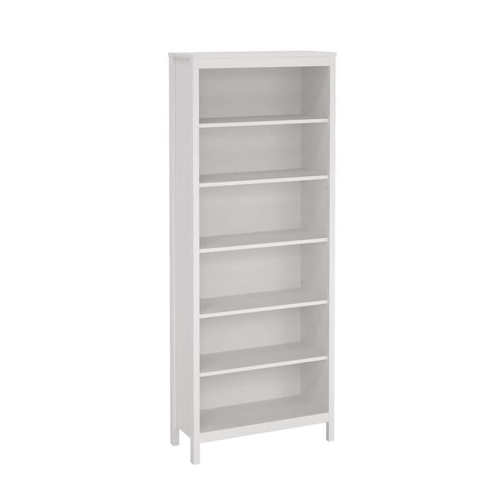 Madrid White Adjustable 6-Shelf Bookcase