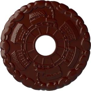 1'' x 18-1/2'' x 18-1/2'' Polyurethane Kendall Train Station Ceiling Medallion, Brushed Mahogany