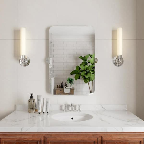 Virelia 20 in. W x 30 in. H Rectangular Framed Tilt Wall Mount Bathroom Vanity Mirror in Polished Chrome