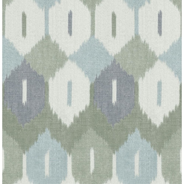 A-Street Prints Abilene Sea Green Ikat Wallpaper Sample