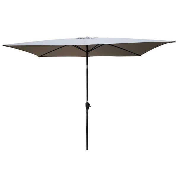 Tidoin 6 ft. x 9 ft. Steel Market Tilt Patio Umbrella in Medium Gray