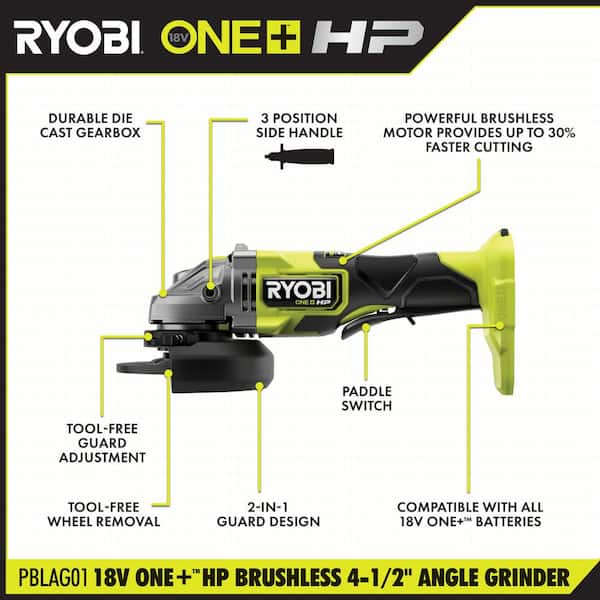 Angle Grinder ONE+ HP 18V Brushless Cordless 4-1/2 in for sale online Tool Only 