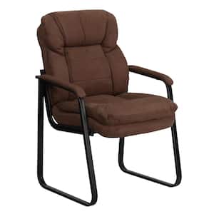 Fabric Cushioned Executive Side Chair in Brown