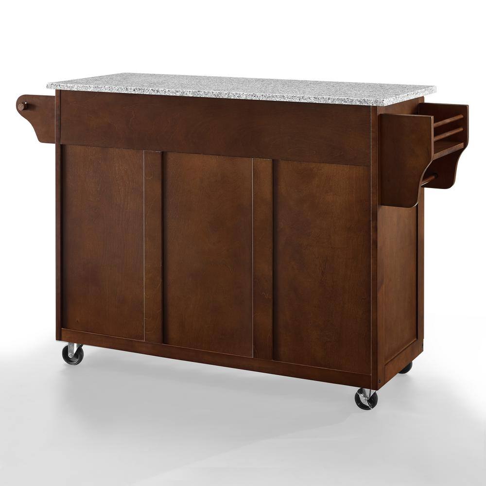 Eleanor Mahogany Granite Top Rectangular Kitchen Cart with Storage