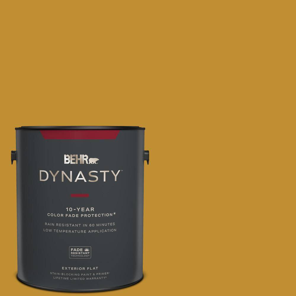 BEHR DYNASTY 1 gal. M2907 Turmeric Flat Exterior StainBlocking Paint