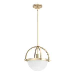 Wedgefield 1-Light Alturas Gold Island Pendant Light with Frosted Cased White Glass Shade Kitchen Light