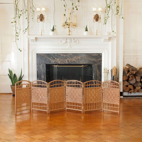 2 ft. Short Fiber Weave Folding Screen - Natural - 6 Panels