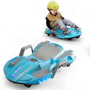 18-Volt Kids Ride on Drift Car Electric Drifting Car with 360° Rotating, Flashing Lights and Music, Blue