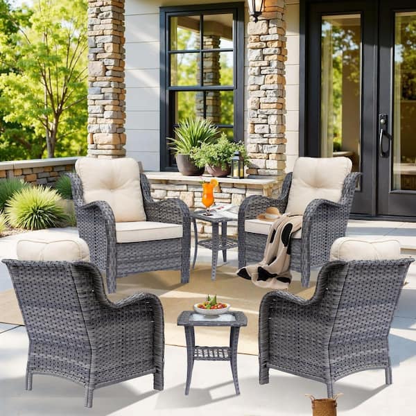 Tenleaf 3-Piece Blue Metal Patio Conversation Seating Set