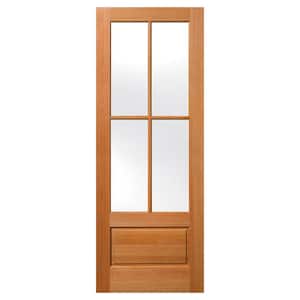 32 in. x 96 in. 1-Panel Universal 3/4 Lite TDL Clear Glass Unfinished Fir Wood Front Door Slab with Ovolo Sticking