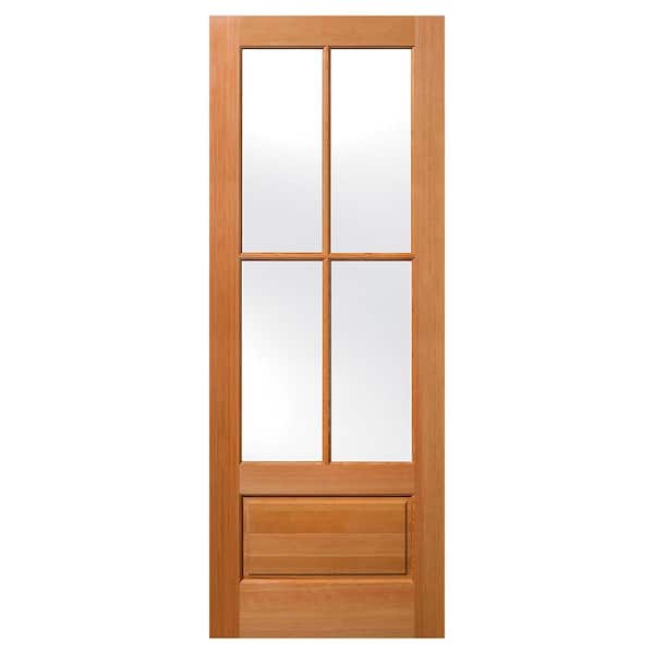 Builders Choice 36 in. x 96 in. 1-Panel Universal 3/4 Lite TDL Clear Glass Unfinished Fir Wood Front Door Slab with Ovolo Sticking
