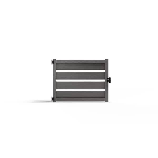 Natures Composites Composite Modern Horizontal Semi-Privacy ( 3 .5 ft. H x 4 ft. W) Slate Grey Perimeter Fence Gate