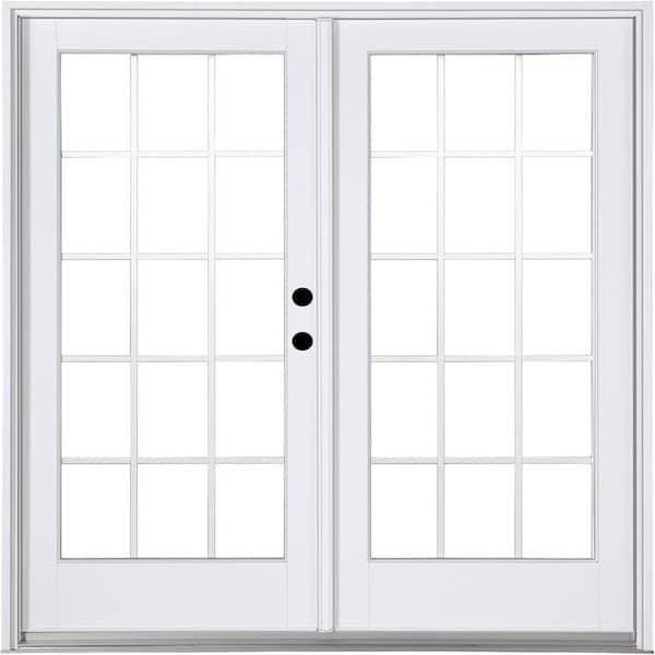 MP Doors 72 in. x 80 in. Fiberglass Smooth White Left-Hand Inswing Hinged Patio Door with 15-Lite GBG