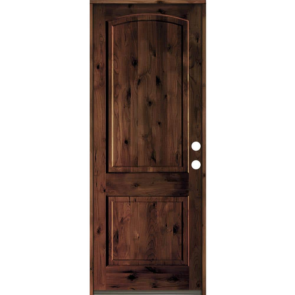 Krosswood Doors 36 in. x 96 in. Rustic Knotty Alder Arch Top Red ...