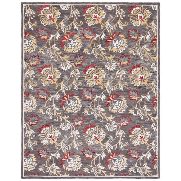 Blossom 8 ft. x 10 ft. Dark Gray/Yellow Garden Floral Area Rug