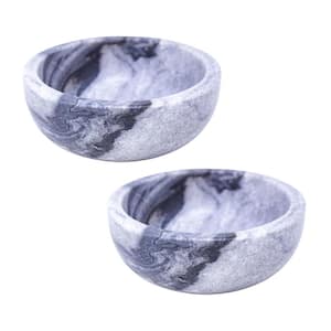 Handmade 4. 5 in. 6 fl. oz Gray Marble Pinch Serving Bowls (Set of 2)