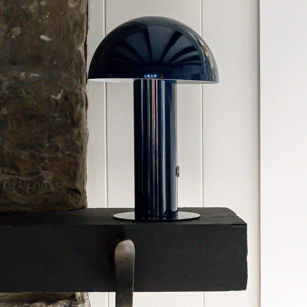 Boletus Bohemian 10.75'' Satin Navy Cordless Metal Mushroom Lamp