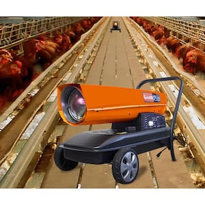 215,000 BTU Orange Heavy-Duty Kerosene/Diesel Space Heater with Thermostat Control and Overheat Protection for Garden