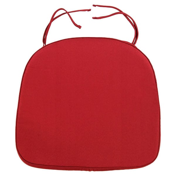15 x 15 in. Memory Foam Chair Cushion with Ties Stay in Place Non Skid Design Removable Cover Machine Washable in Red