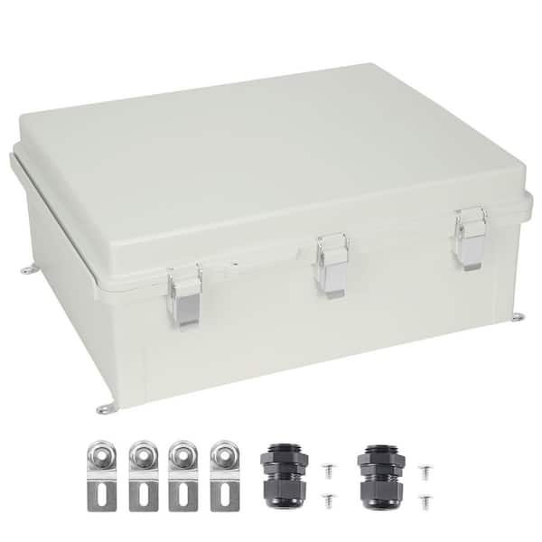 SKYSHALO Outdoor Electrical Junction Box, 13.78 x 9.84 x 5.90 in. ABS Plastic Electrical Enclosure Box with Stainless Steel Latch