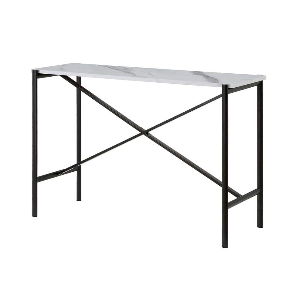 Medium Blackened Bronze and Faux Marble Console Table