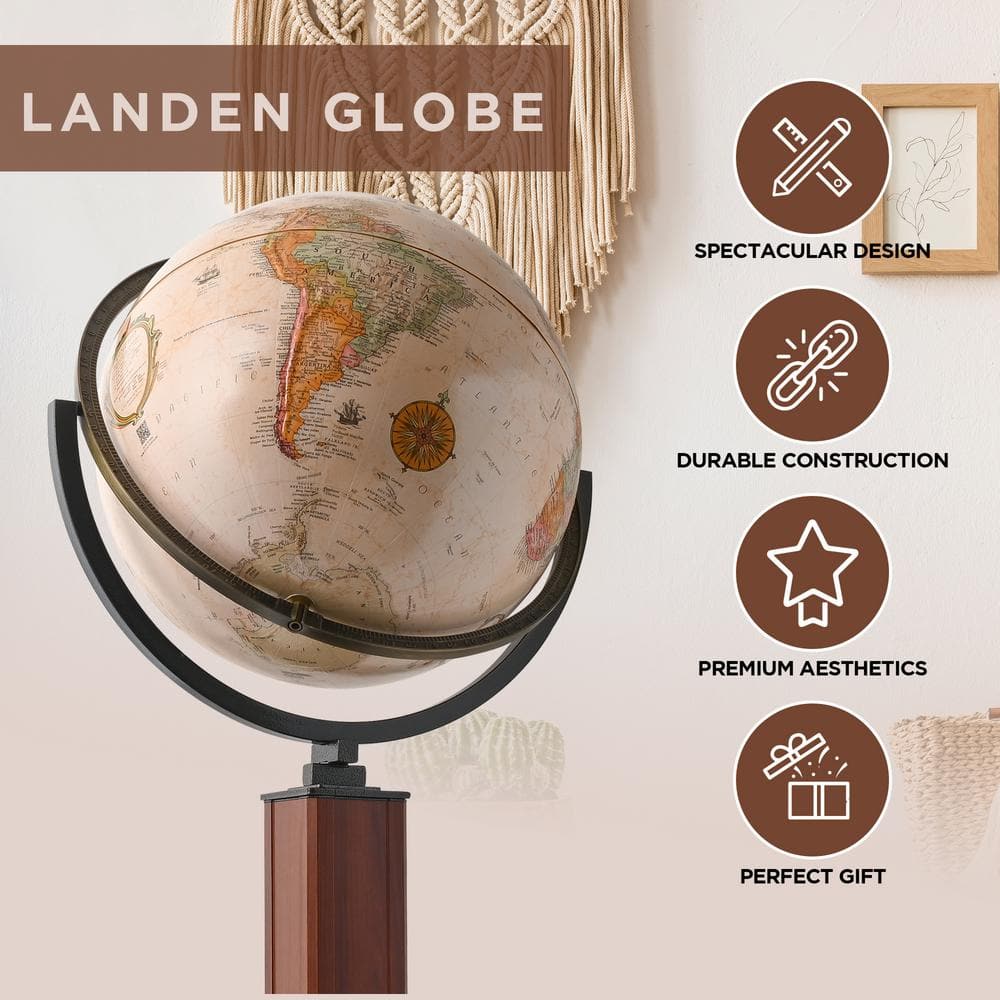 Landen 44" Antique Floor Globe with Raised Relief Surface