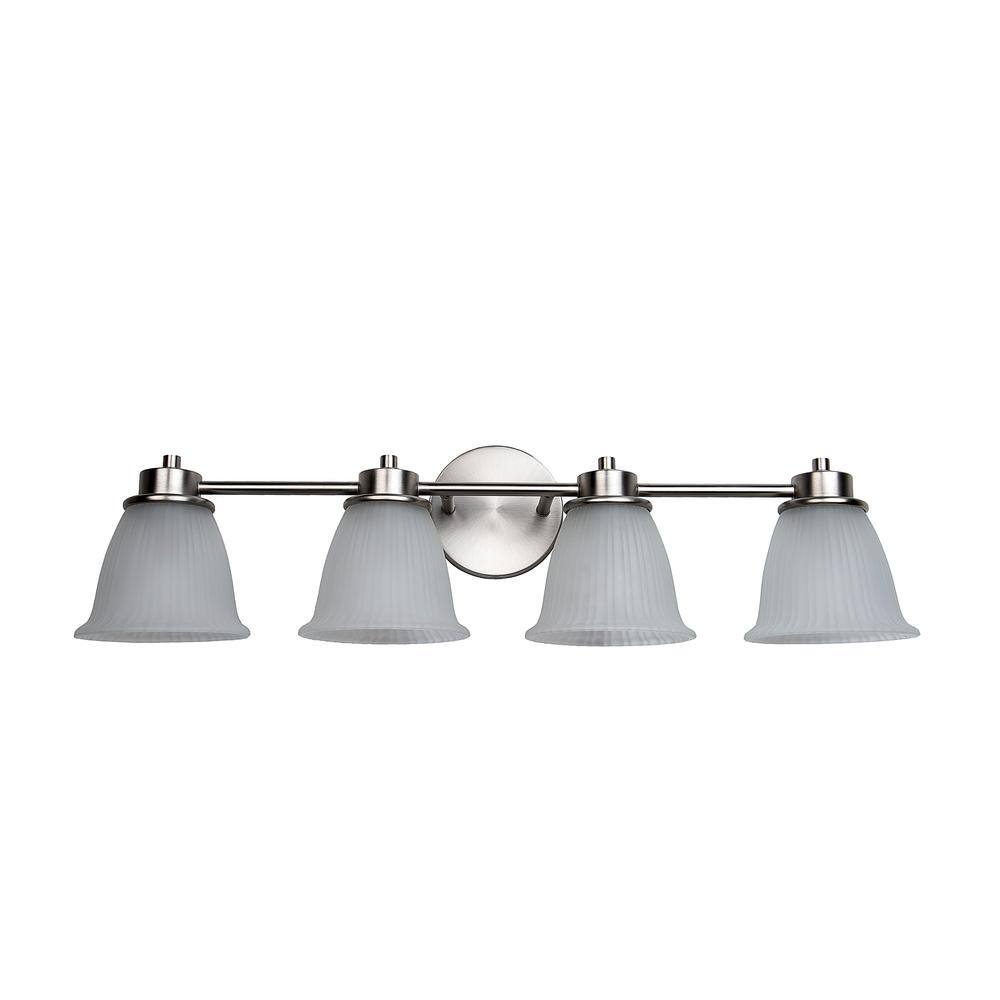 30-Inch Brushed Nickel 4-Light Vanity Fixture with Frosted Glass Shades